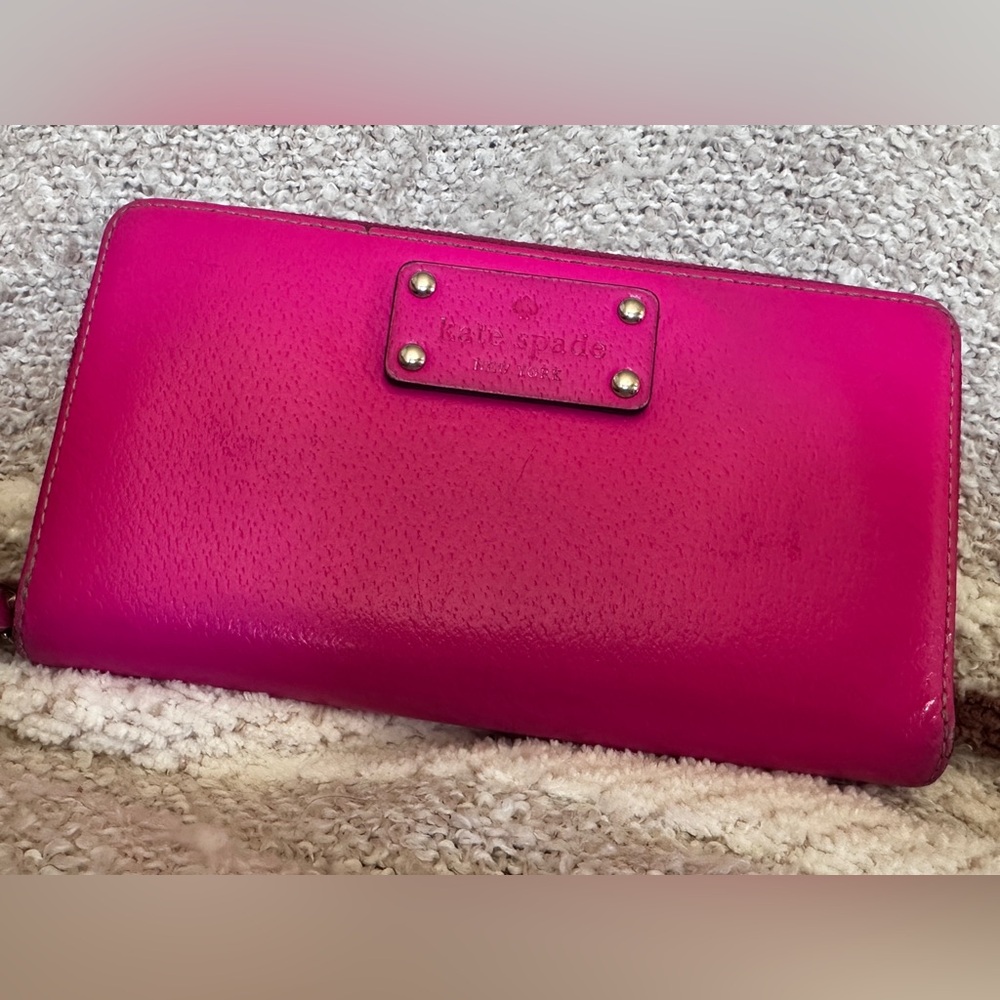 Pink Kate Spade long zippy wallet in